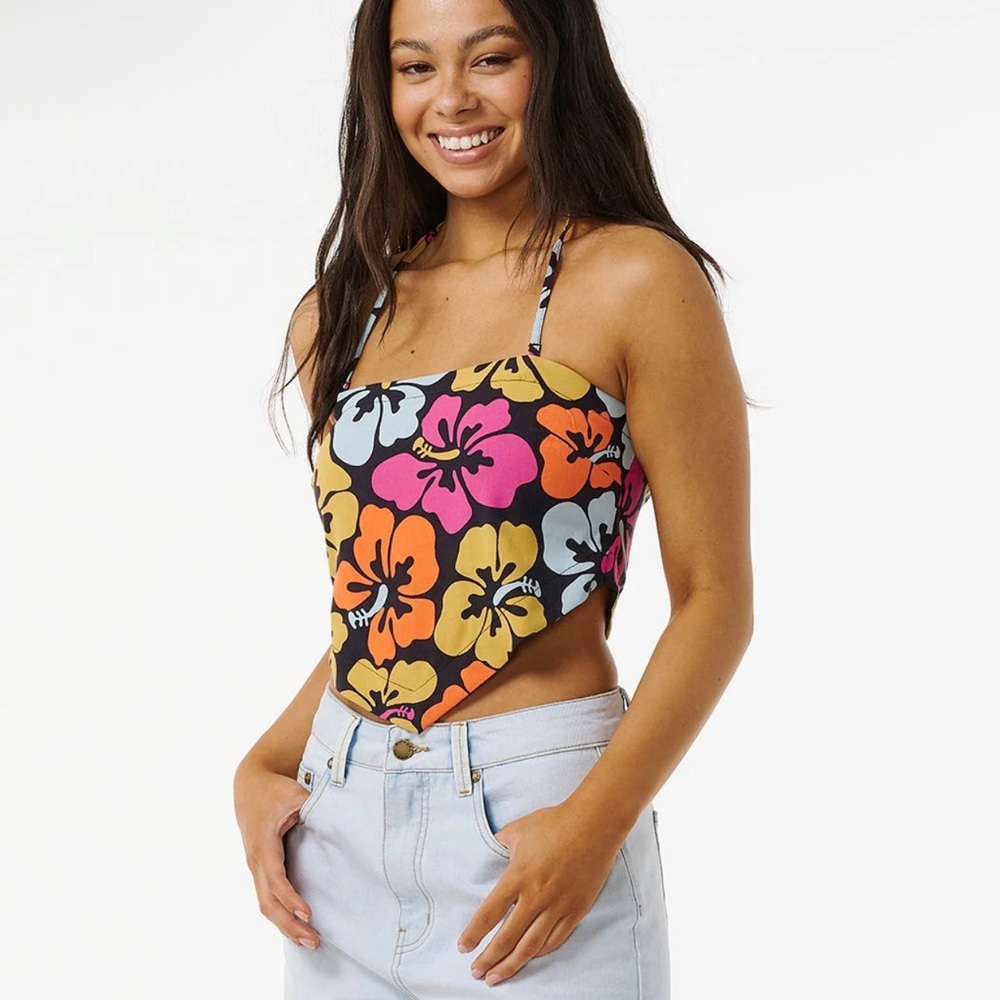 NWOT Rip Curl Juniors' Hibiscus Heat Halter-Neck Sleeveless Top - SZ S